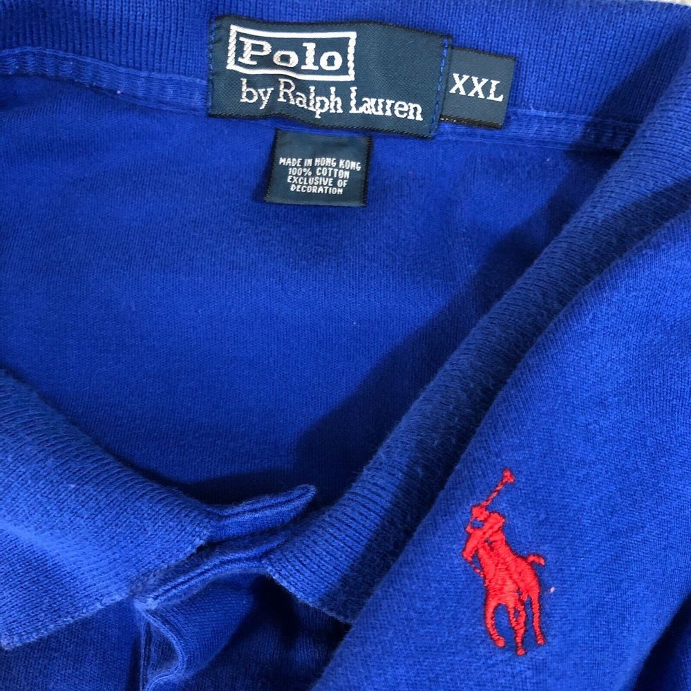 Polo Ralph Lauren Shirt Men 2XL XXL Blue Solid Preppy Golf‎ Embroidered Pony